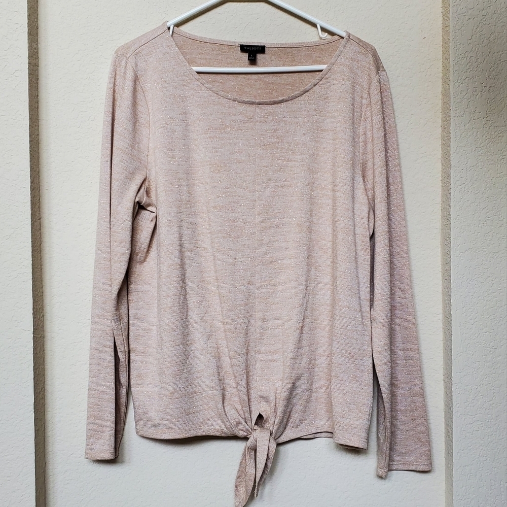 Talbots L/S Top with tie at waist. Size L